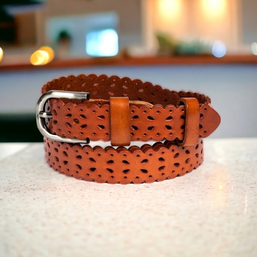 68844 POL Leather Laser Cut Belt